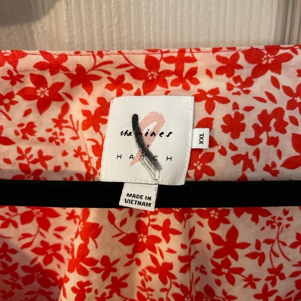The Nines by Hatch red floral maternity button front 3/4 sleeve maxi dress. XXL. - Picture 2 of 9